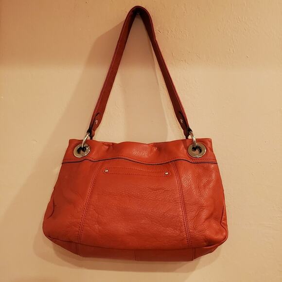 B. Makowsky Red leather Satchel Purse Bag - Picture 2 of 8